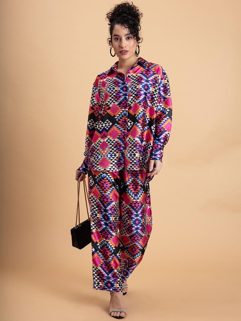 women printed shirt and trouser set co-ords - 21646585 - Zoom Image - 0