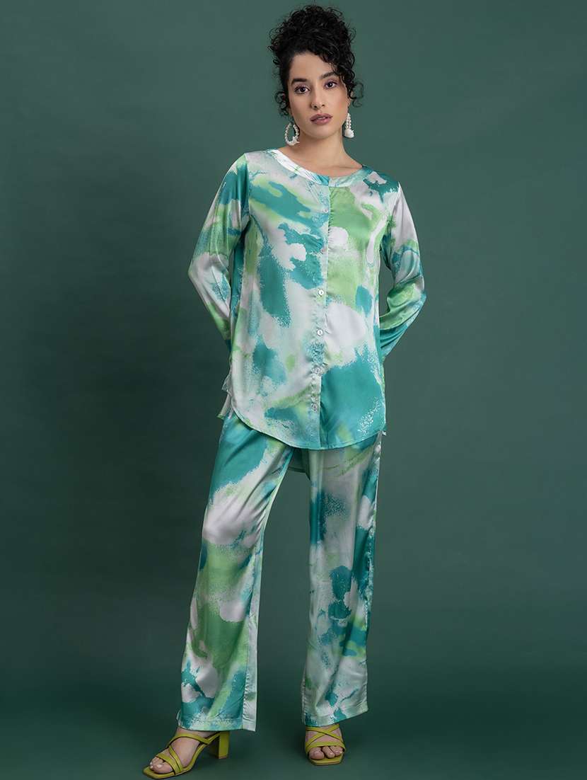 women printed shirt and trouser co-ord sets