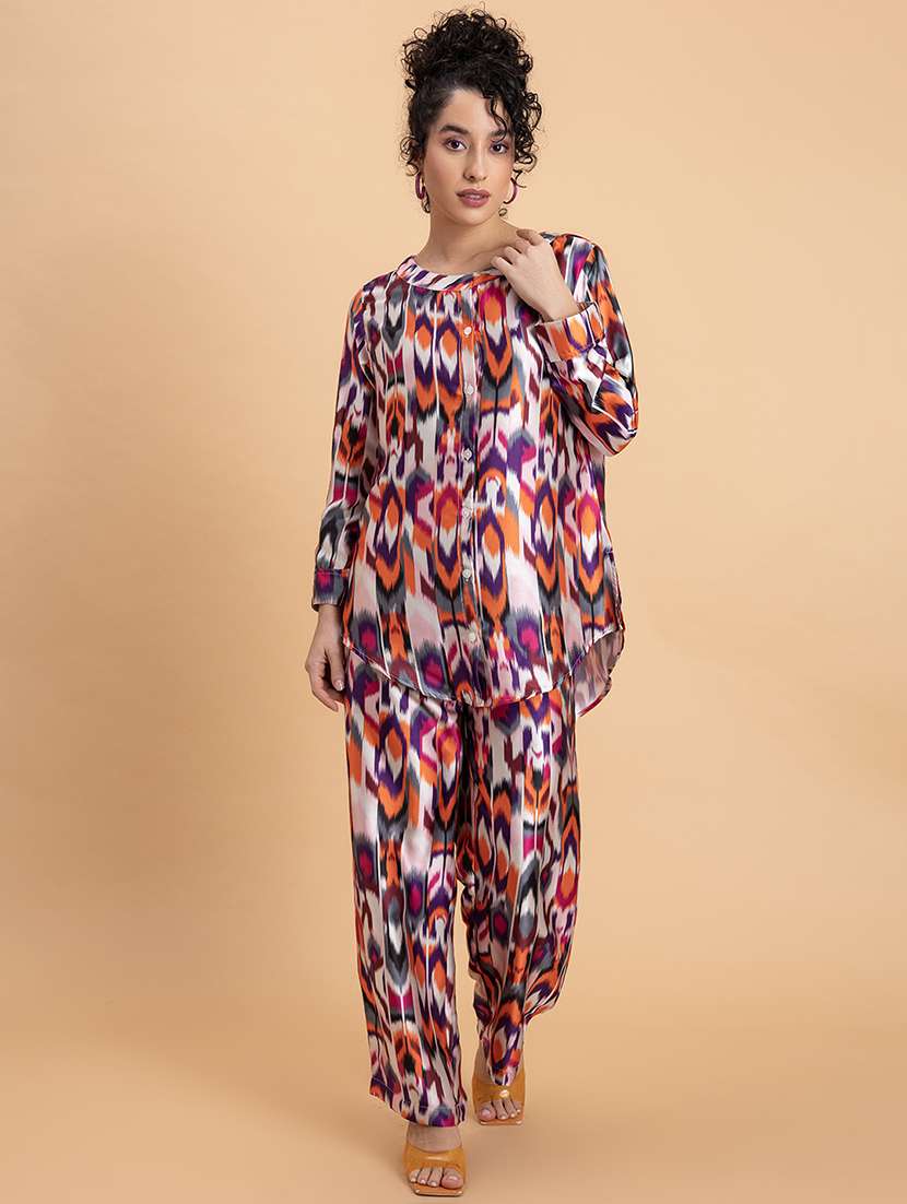 women printed shirt and trouser co-ord sets