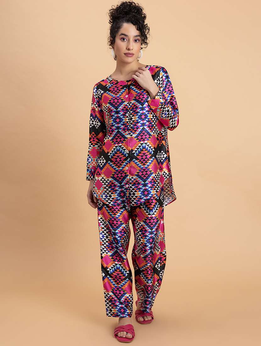 women printed shirt and trouser co-ord sets