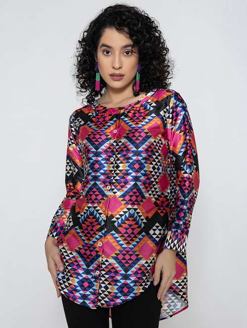women multi color printed long sleeve shirt - 21646596 -  Standard Image - 0
