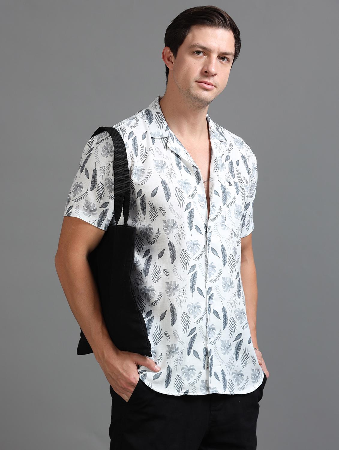 men printed short sleeves casual shirt - 21646680 - Standard Image - 2