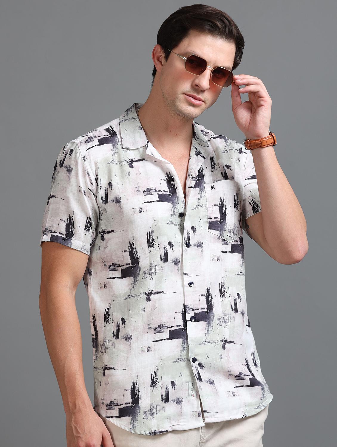 men printed short sleeves casual shirt - 21646681 - Standard Image - 2
