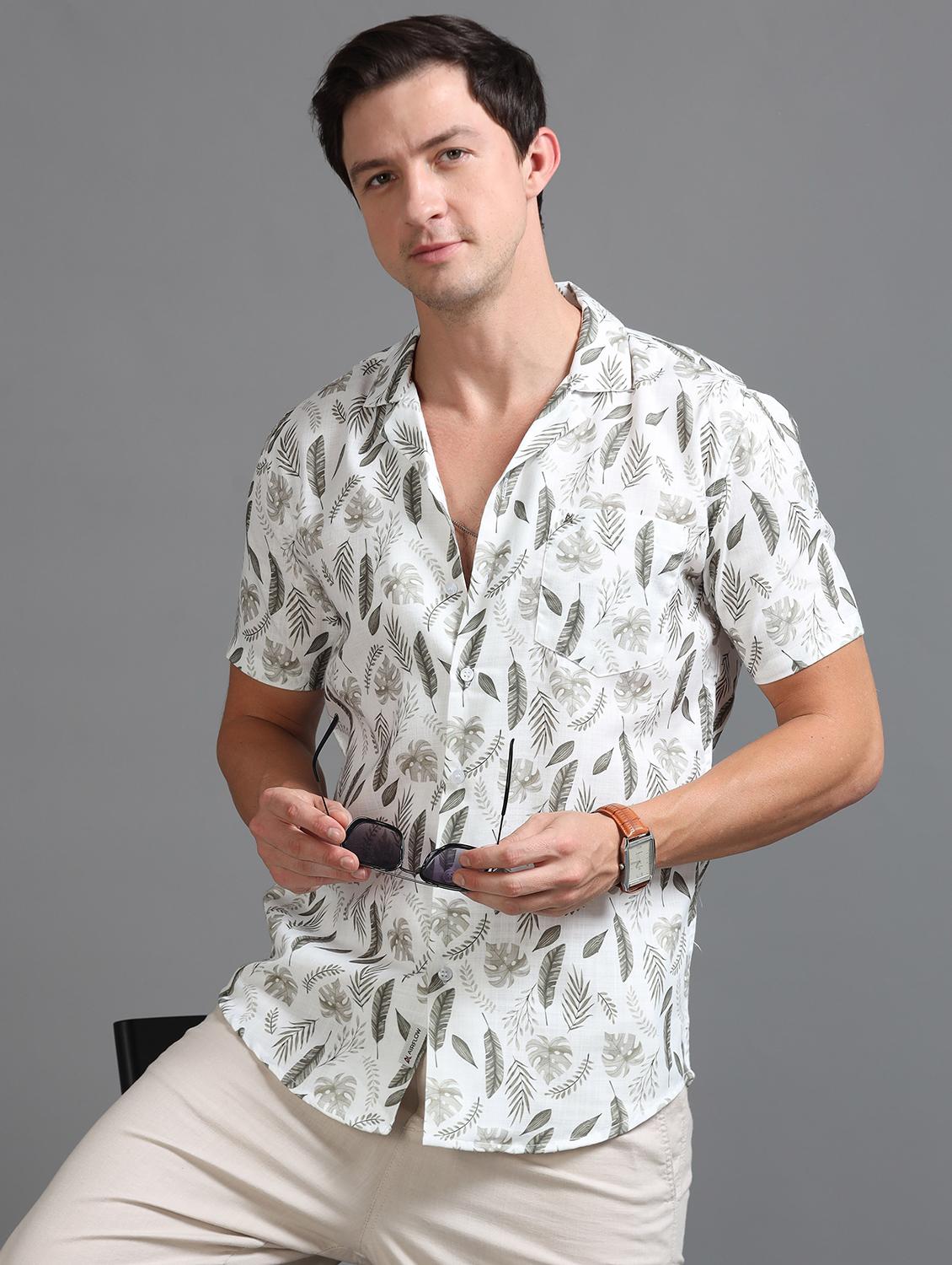 men printed short sleeves casual shirt - 21646682 - Standard Image - 2