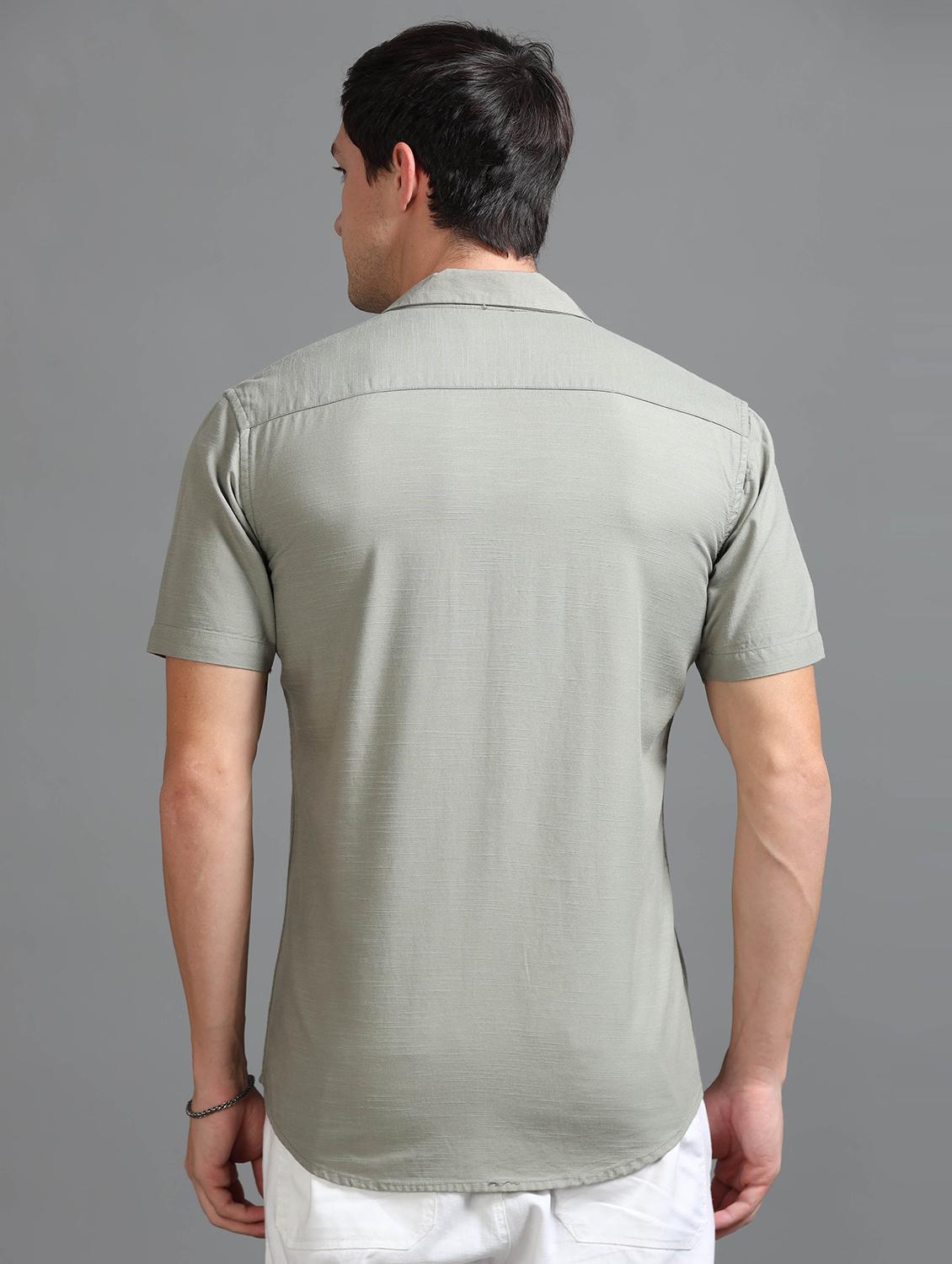men solid short sleeves casual shirt - 21646684 - Standard Image - 2