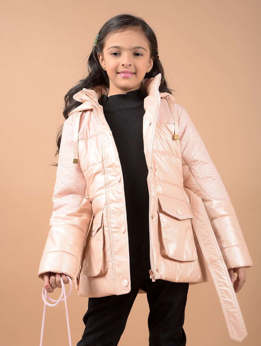 girls solids long sleeve quilted jacket