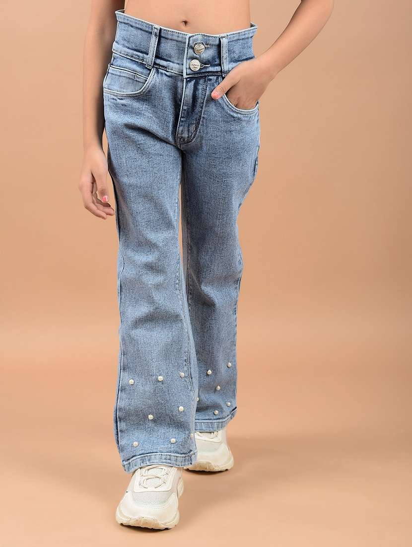 girls solid bootcut plain jean