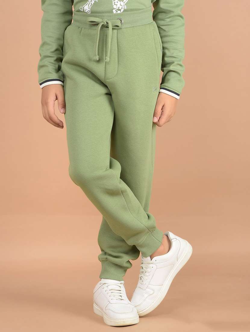 boys green solid jogger