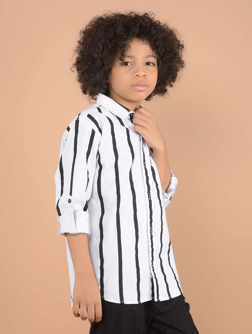 boys white stripes long sleeve shirts - 21646757 -  Standard Image - 2