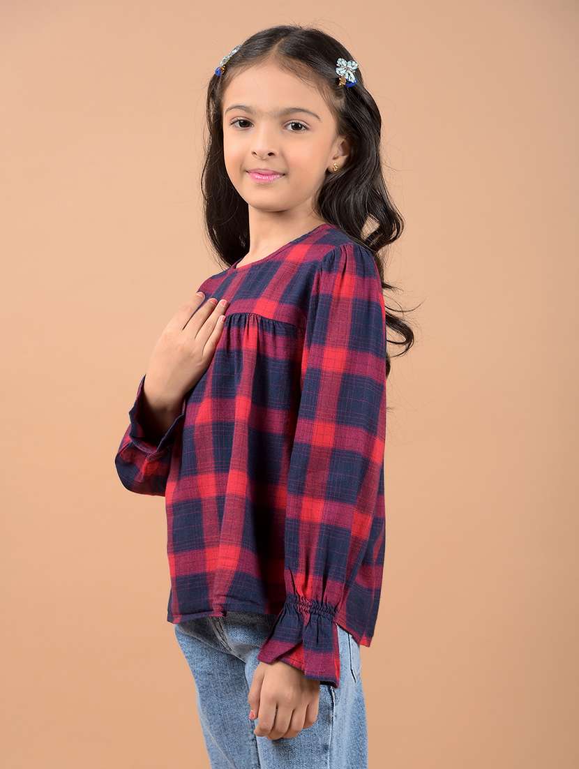 girls red checks long sleeves top - 21646802 -  Standard Image - 2