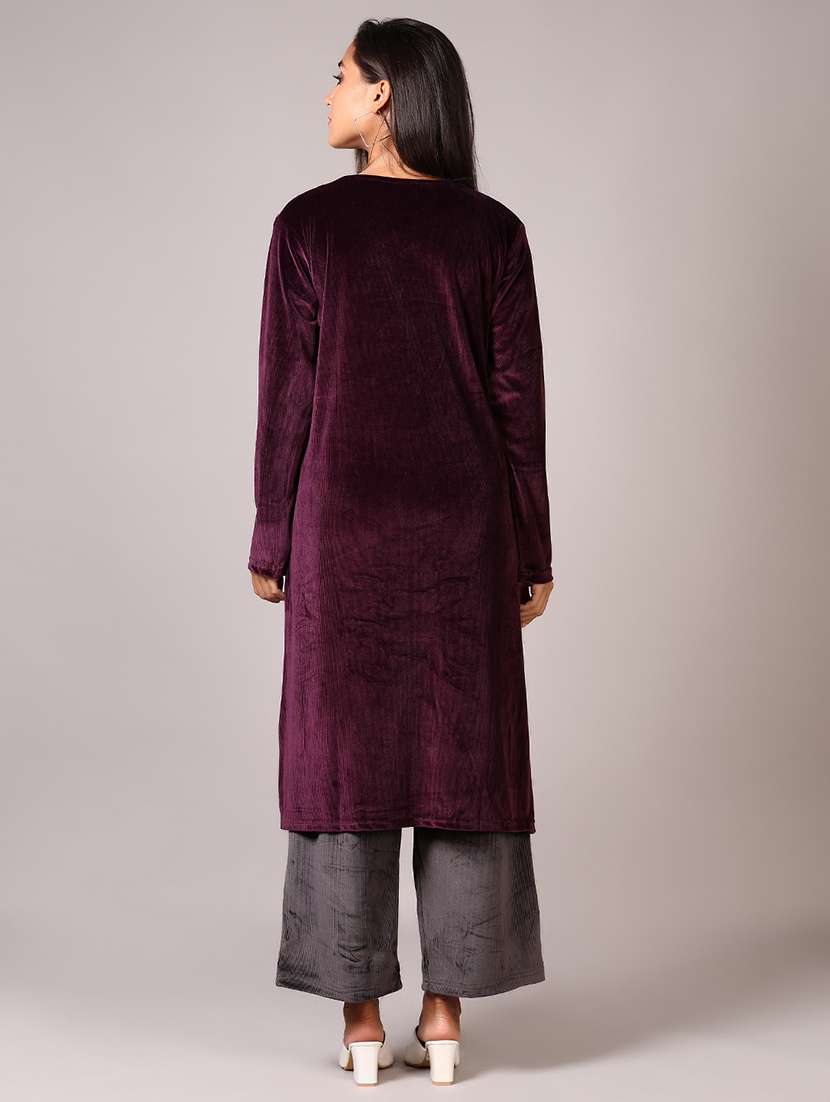 women purple embroidered kurta palazzo set  - 21646901 -  Standard Image - 2