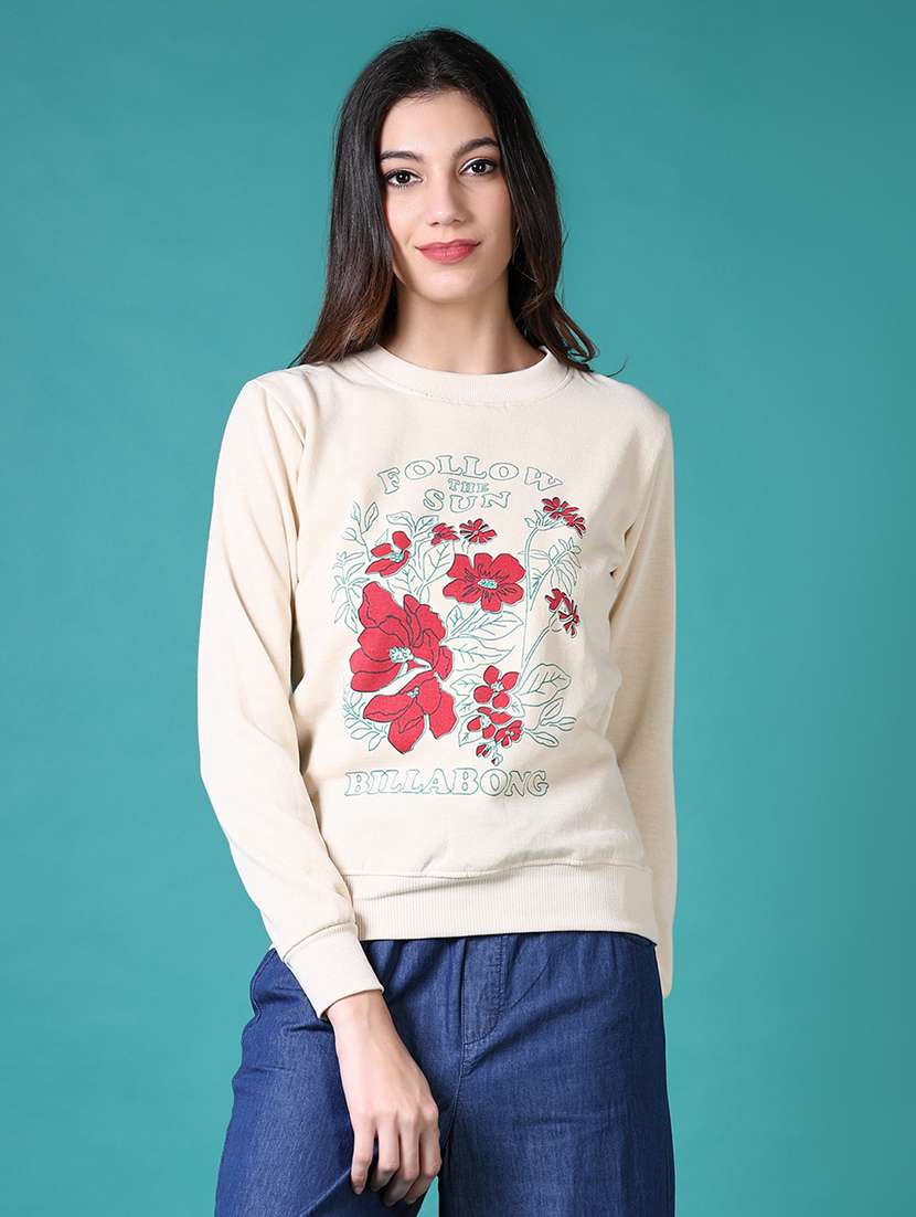 women front print long sleeve sweatshirt