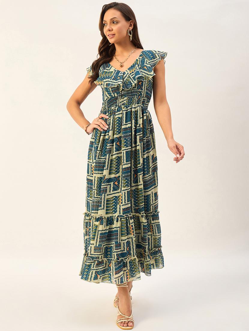 women printed sleeveless tiered dress - 21647150 - Zoom Image - 0