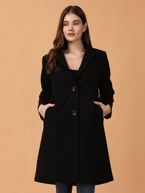 women lapel neck solid trench coat - 21647158 - Standard Image - 0