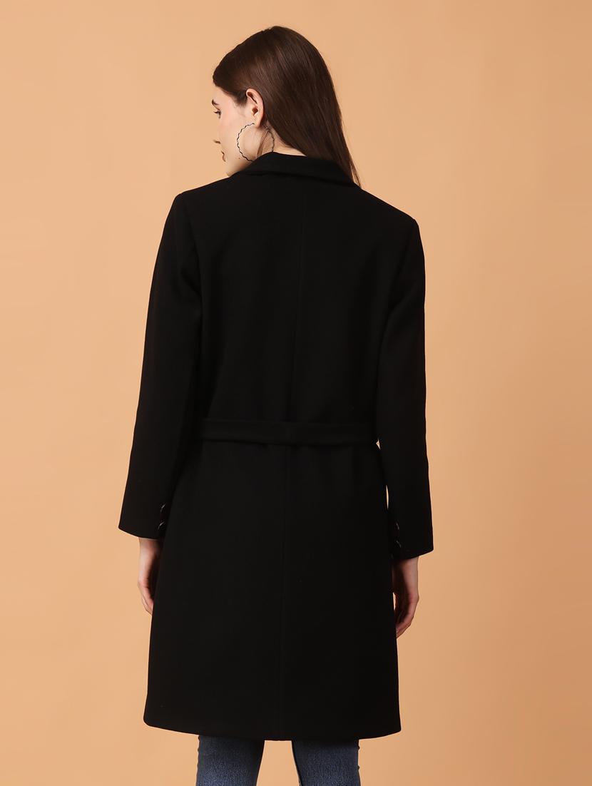 women lapel neck solid trench coat - 21647158 - Standard Image - 2