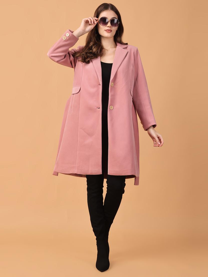women lapel neck solid trench coat - 21647160 - Standard Image - 2