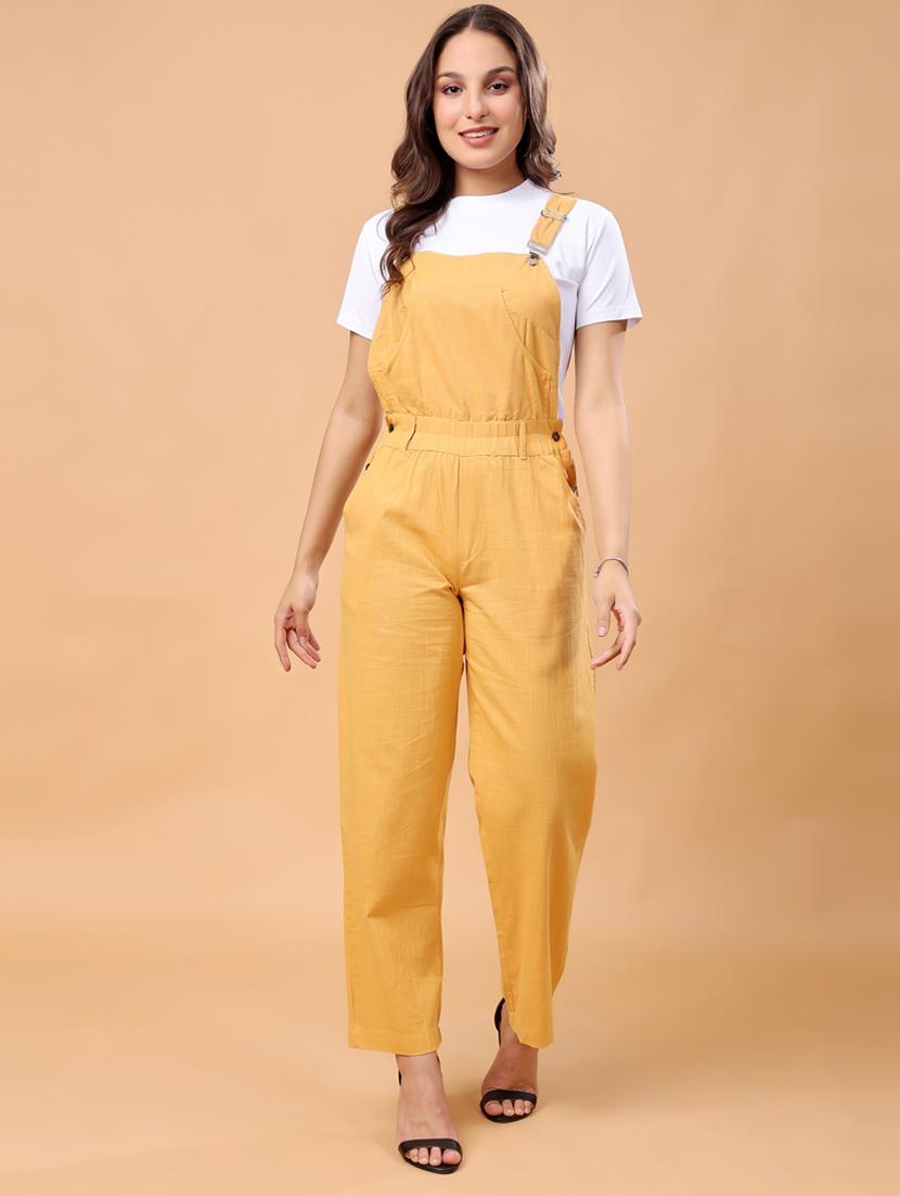 women solid adjustable strap dungaree - 21647166 - Zoom Image - 0