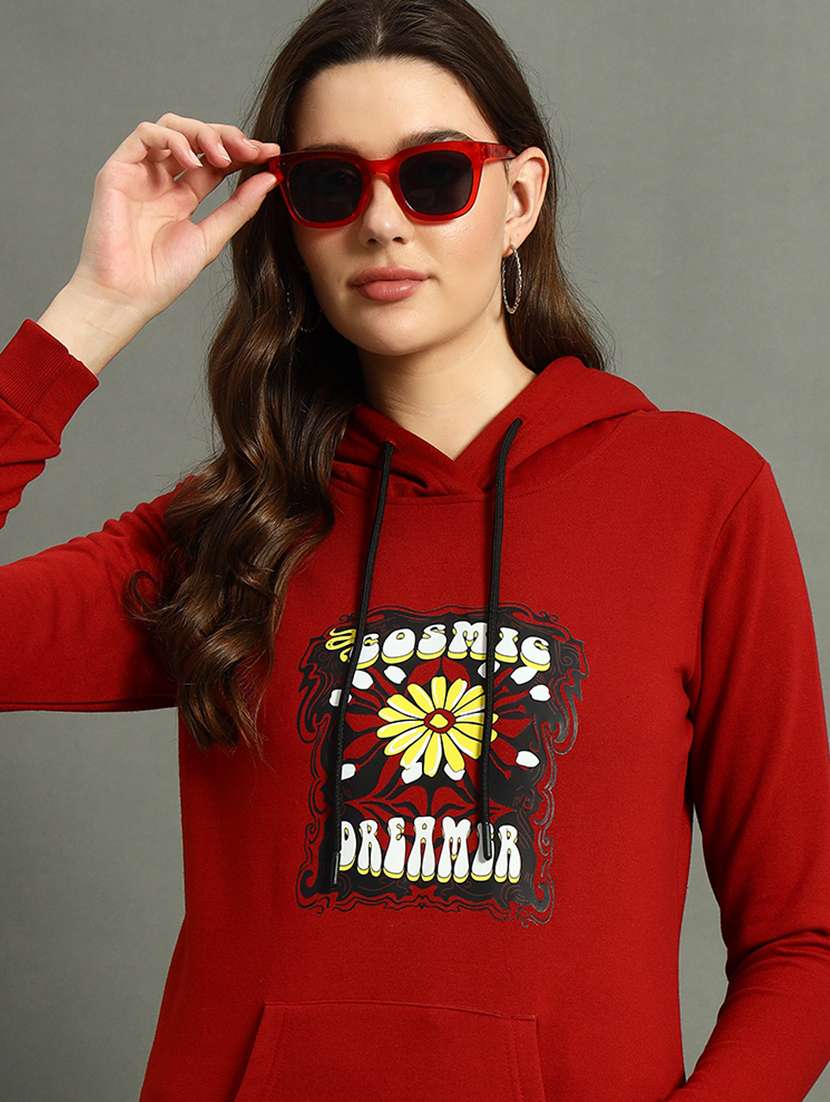 women front print hooded sweatshirt - 21647233 -  Standard Image - 2