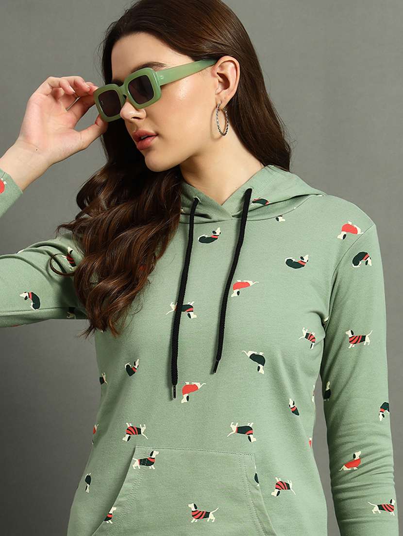 women neo mint all over print hooded sweatshirt - 21647234 -  Standard Image - 2