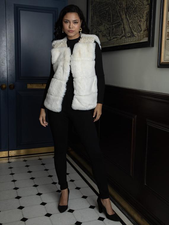 women white solid fur jacket - 21647262 - Standard Image - 2