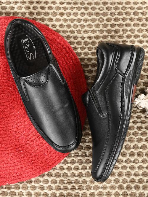 men black plain slip on formal shoes - 21647299 - Standard Image - 0