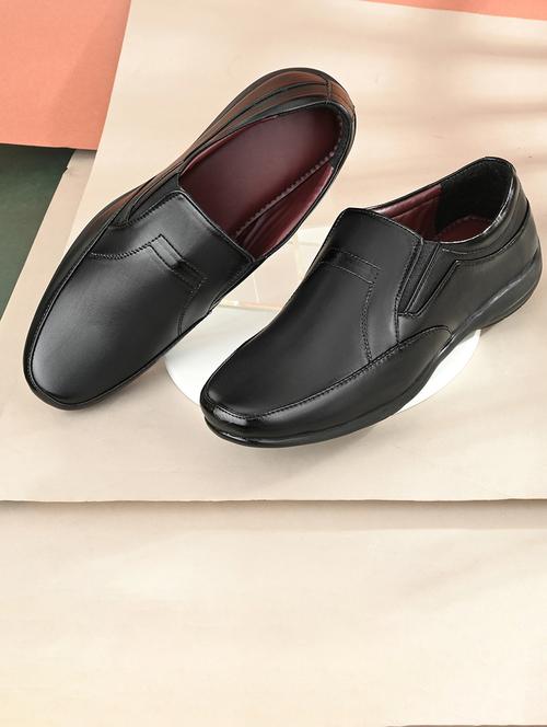 men black plain slip on formal shoes - 21647300 - Standard Image - 0