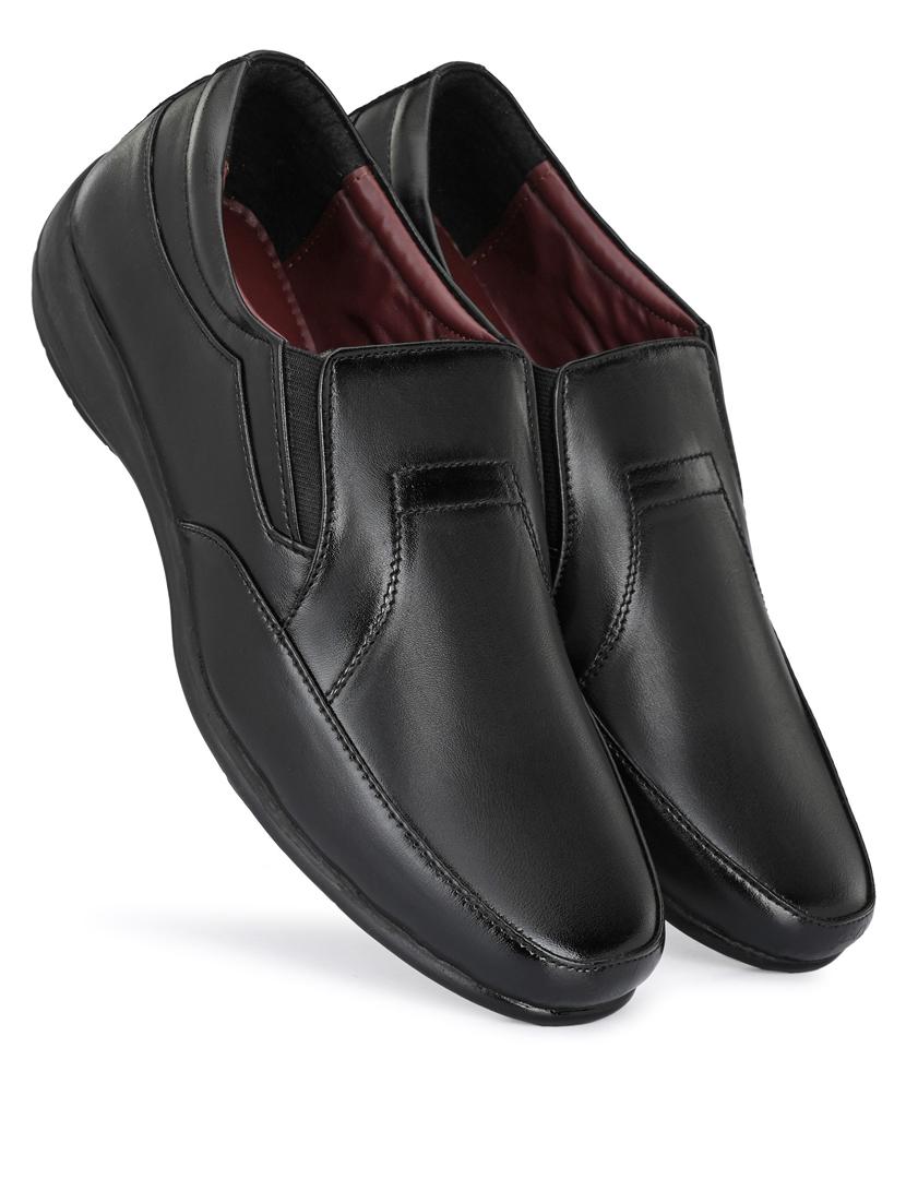 men black plain slip on formal shoes - 21647300 - Standard Image - 2
