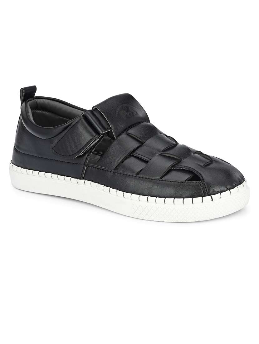 men plain slip on velcro sandals - 21647327 - Standard Image - 2