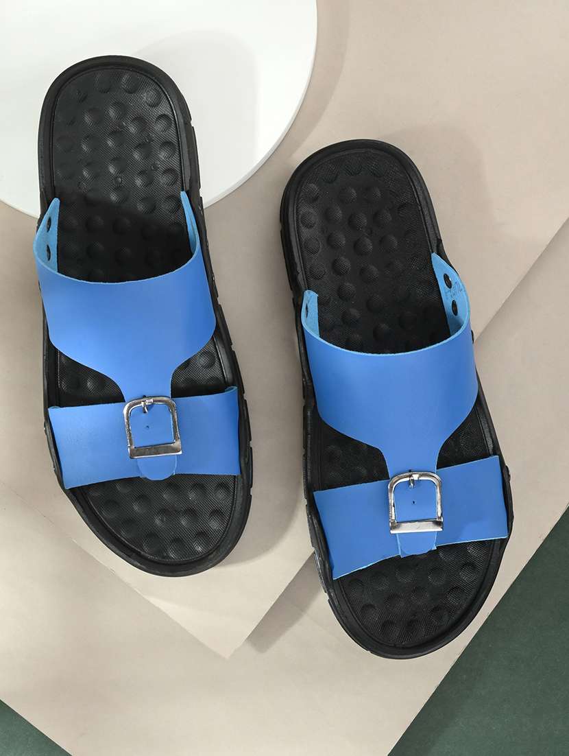 men light blue slip on sandals