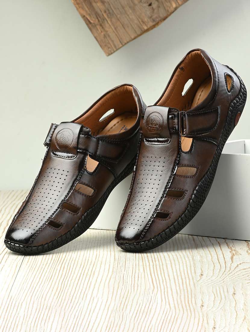men plain slip on velcro sandals