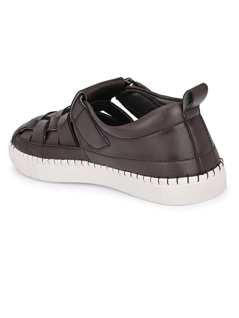 men plain slip on velcro sandals - 21647334 - Standard Image - 2