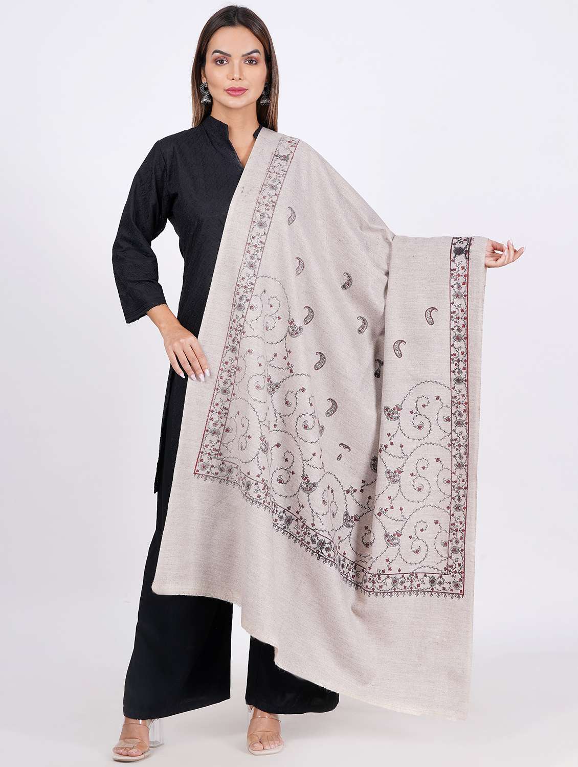 women elegant self design shawls 