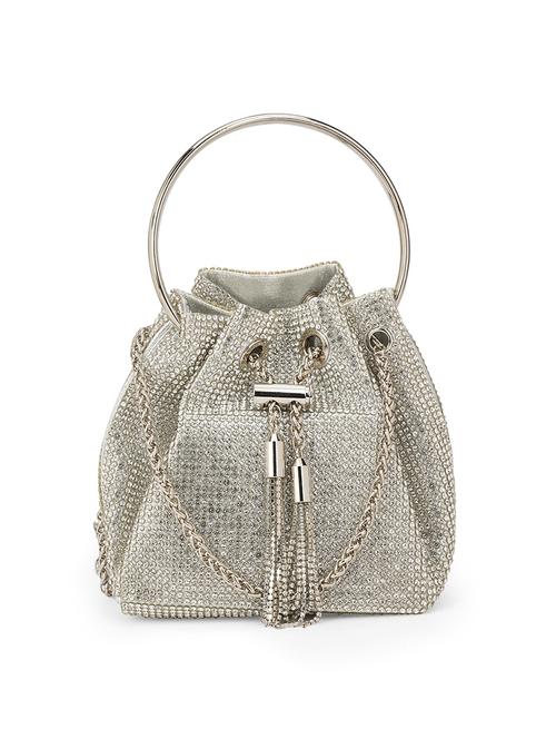 women embellished metal handle handheld bag with chain drawstring closure - 21648250 - Standard Image - 0