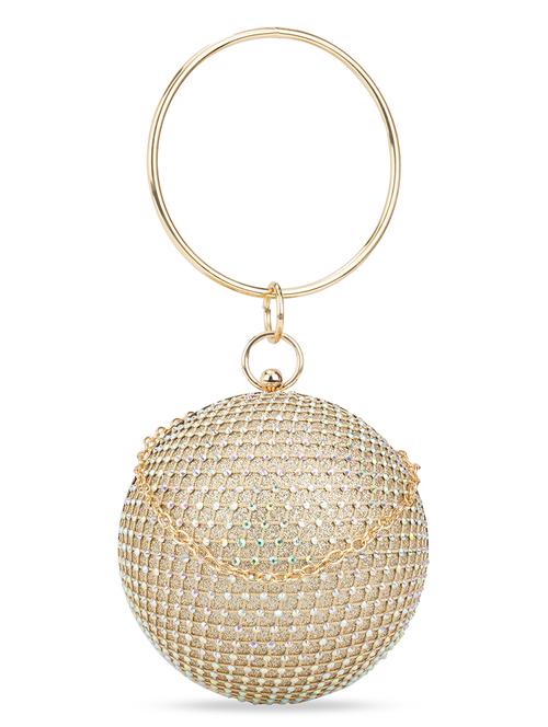 gold women hand-held bag embellished bangle handle small circle party with detachable chain strap - 21648252 - Standard Image - 0