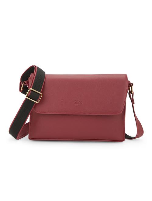 women maroon leatherette solid sling bag - 21648269 - Standard Image - 0