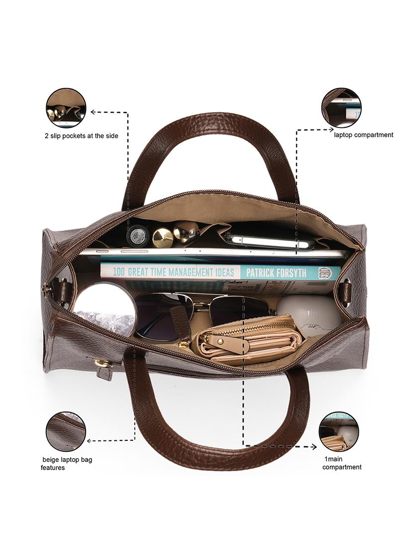 women brown leatherette textured handbag - 21648270 - Standard Image - 2