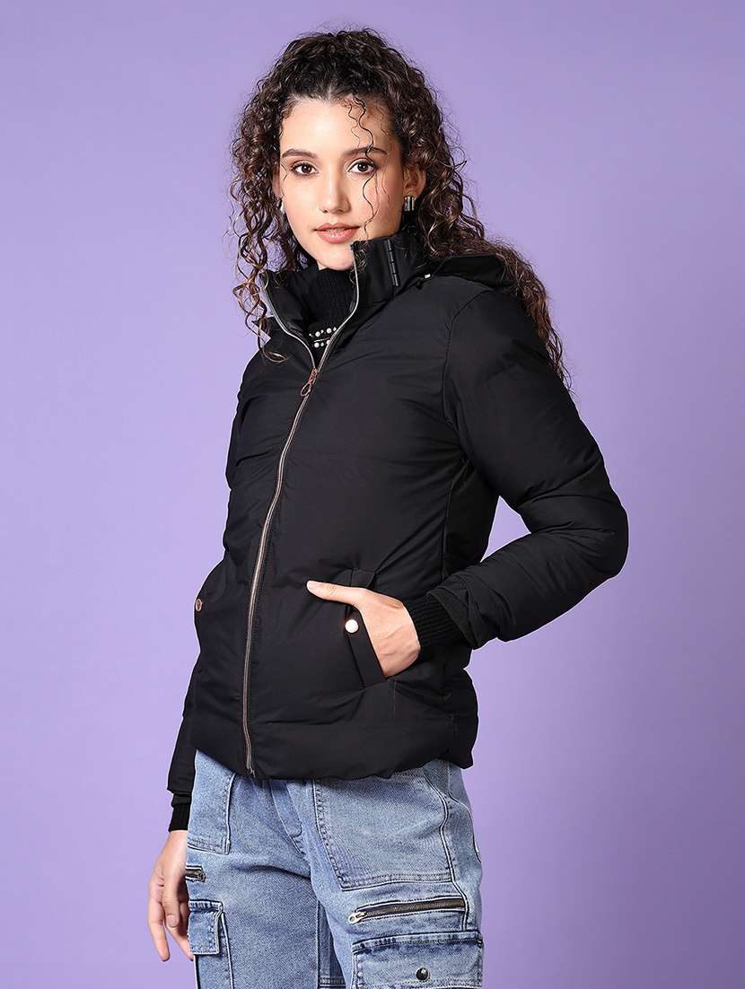 women long sleeves solid puffer jacket - 21648473 -  Standard Image - 2