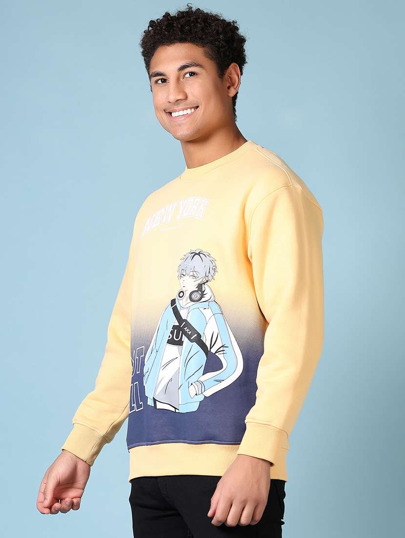 men yellow front print long sleeve sweatshirt - 21648478 -  Standard Image - 2