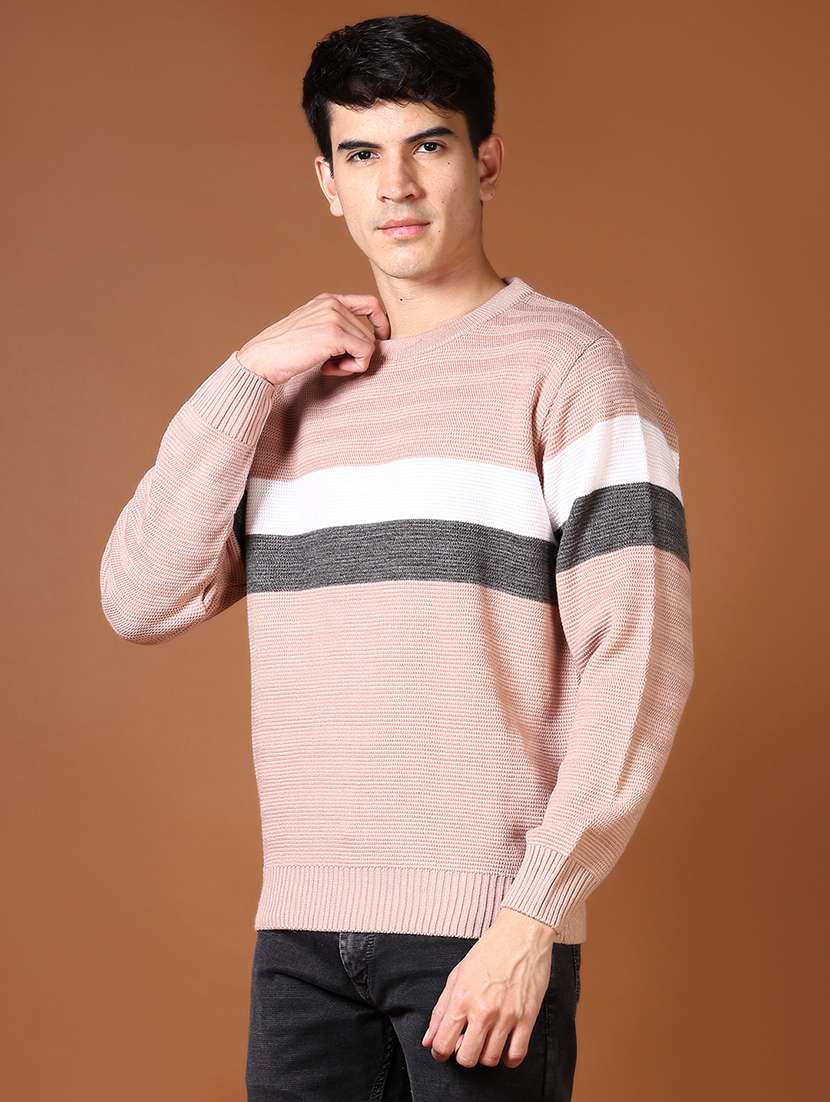 men color block long sleeve pullover - 21648501 -  Standard Image - 2