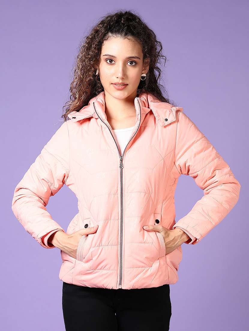 women long sleeves solid puffer jacket