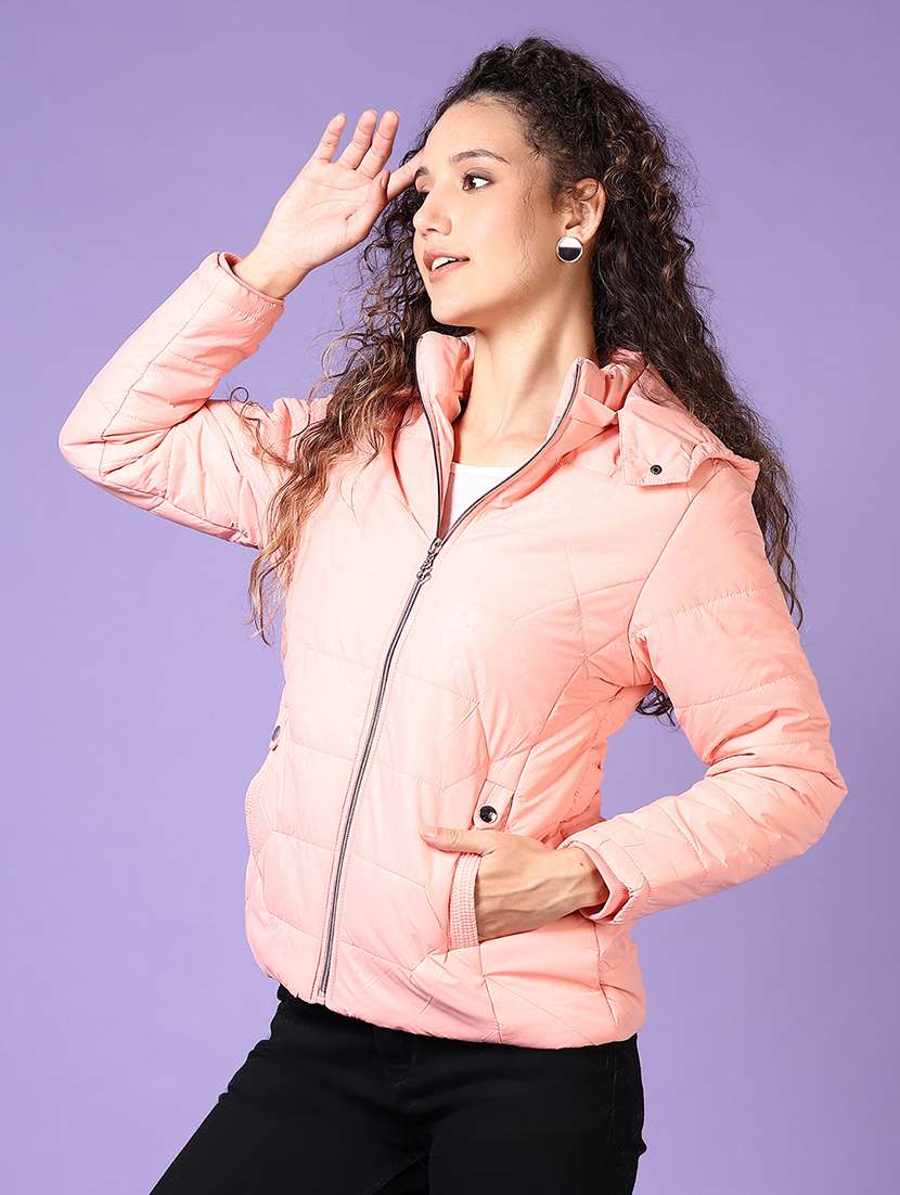 women long sleeves solid puffer jacket - 21648542 -  Standard Image - 2