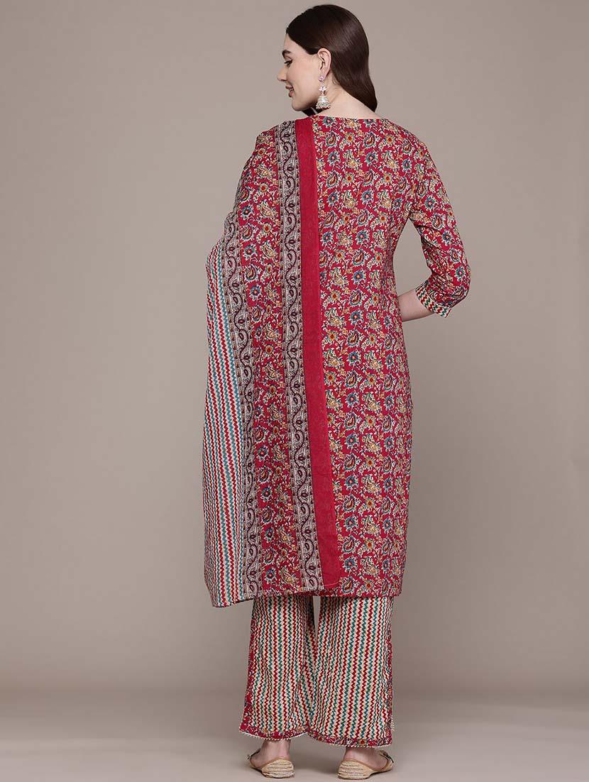 women three quarter sleeve kurta pant with dupatta set - 21648640 - Standard Image - 2