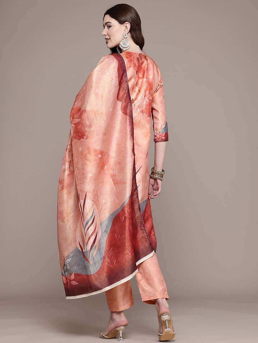 women three quarter sleeve kurta pant with dupatta set - 21648642 -  Standard Image - 2