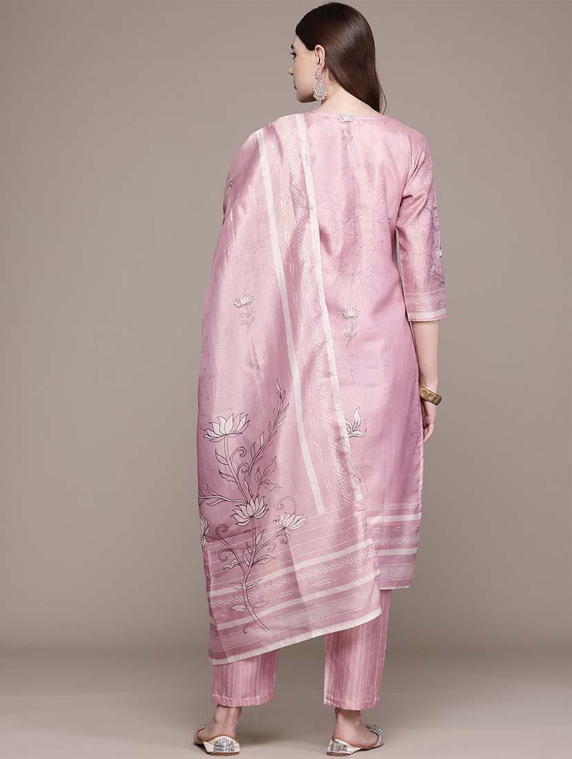 women three quarter sleeve kurta pant with dupatta set - 21648645 - Standard Image - 2