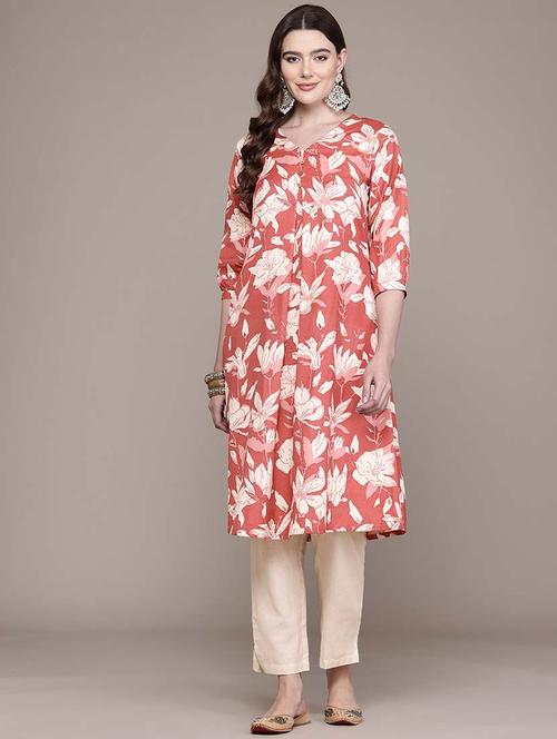 women red floral printed kurta pant set - 21648651 -  Standard Image - 0