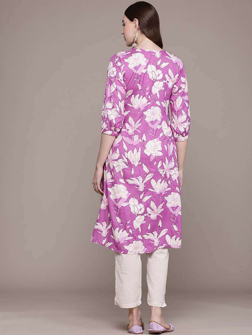 women lavenderf loral printed kurta pant set - 21648652 -  Standard Image - 2