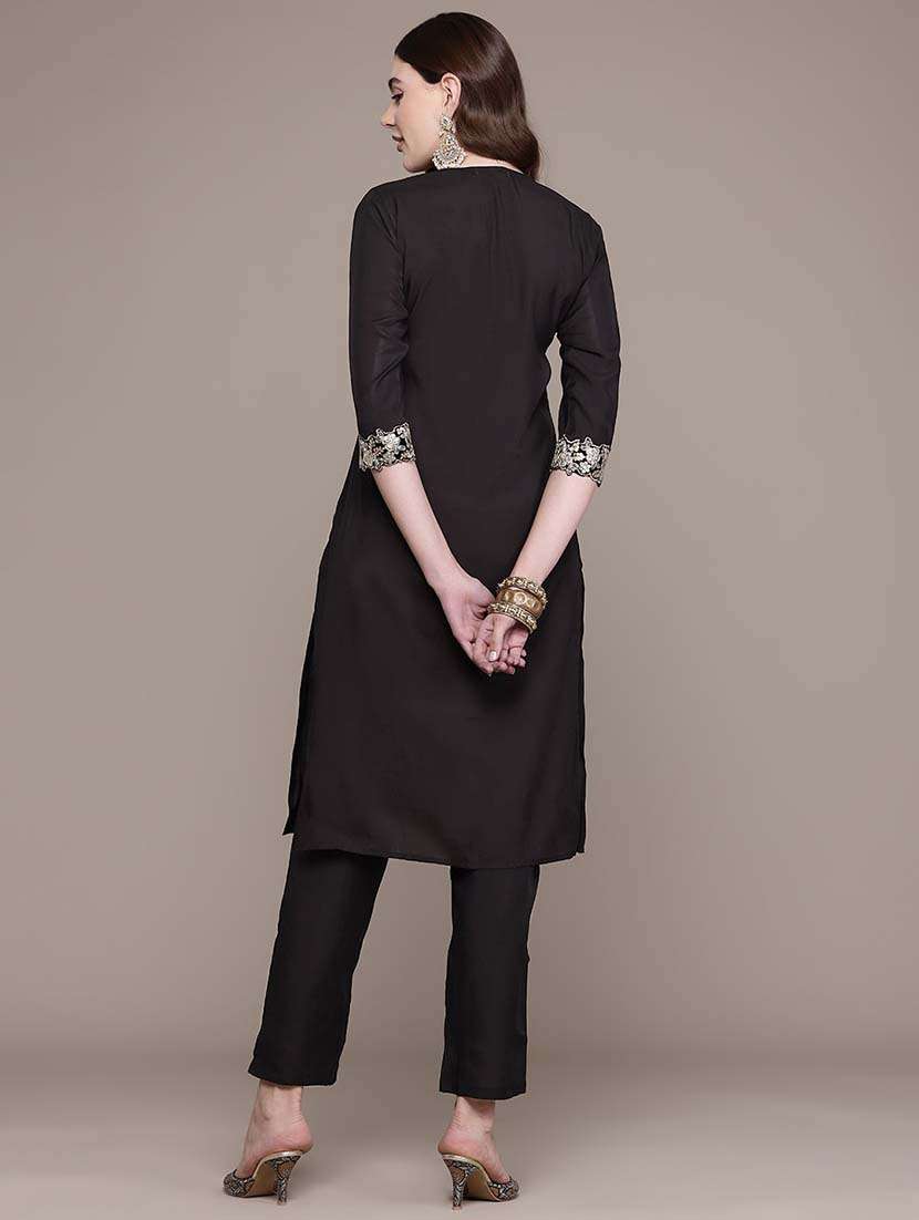 women three quarter sleeve kurta pant set - 21648658 -  Standard Image - 2