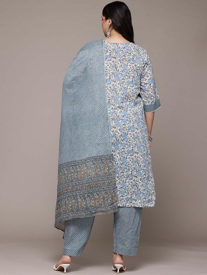 women three quarter sleeve kurta pant with dupatta set - 21648678 - Standard Image - 2