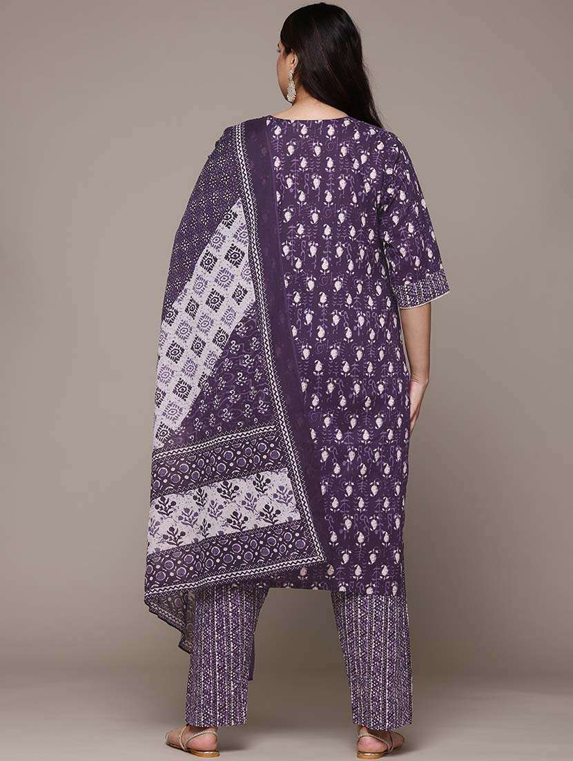 women three quarter sleeve kurta pant with dupatta set - 21648679 -  Standard Image - 2