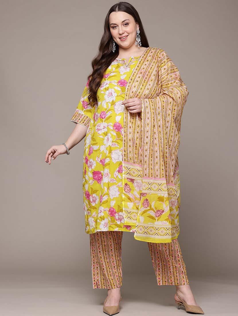 women three quarter sleeve kurta pant with dupatta set - 21648680 -  Zoom Image - 0